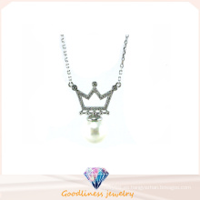 Joyería de la manera de la mujer AAA CZ y collar de plata de la perla 925 (N6630)